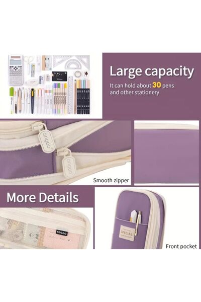 SYNOPE Geniş Büyük Kapasiteli Çok Bölmeli Gözlü Fonksiyonlu Kalemlik Kalemlik Kalem Makyaj Çantası Kutusu