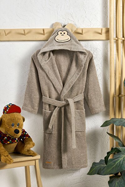 LİNDOA رداء حمام بغطاء للرأس على شكل حيوان - 100% قطن قرد للفتيات والفتيان