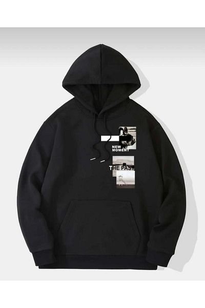 CAST COLLECTİON Men's Black Sweatshirt - New Moment the Post Printed