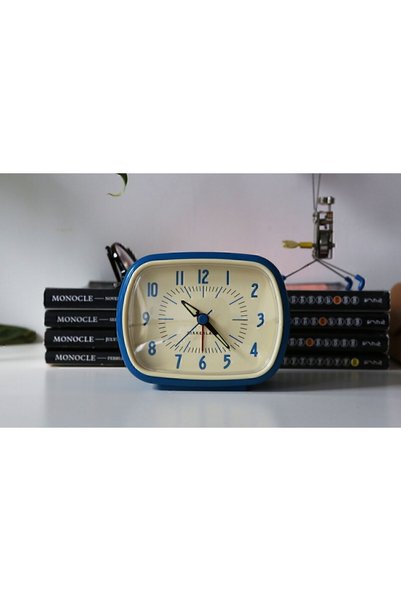 Genel Markalar Metal Retro Alarmlı Çalar Saat Analog Mavi Retro