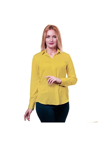 Exve Exclusive Sun Yellow Simple Basic Long Sleeve Women's Shirt
