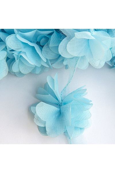 Nikah Şekeri Market Blue Rose Laser Cut 1 Meter 12 τμχ Flower Organza Tulle Edge Trim Textile Design Ύφασμα Τεχνητό Στολίδι