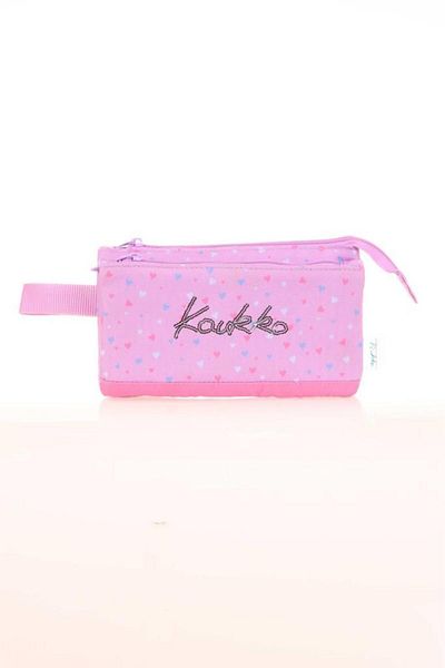 KAUKKO Lilac Hearts Patterned Accordion Hat Pencil Bag - K2675