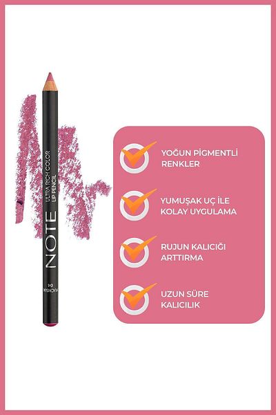 NOTE Ultra Rich Color Lip Pencil Lip Liner 04 Fuchsia - Pink