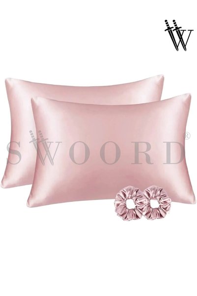SWOORD İpek Dokulu Saten Yastık Kılıfı 2 Adet 50x70cm 2 Adet Saten Tokalı