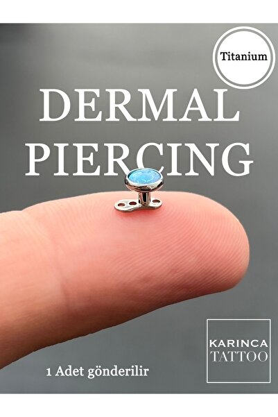 Karınca Piercing Mavi Taşlı Dermal Piercing Titanyum Karınca Premium Piercing