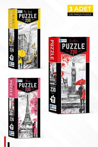 Blue Focus 3 ADET 230 PARÇA PUZZLE - NEW YORK ve LONDON VE PARIS