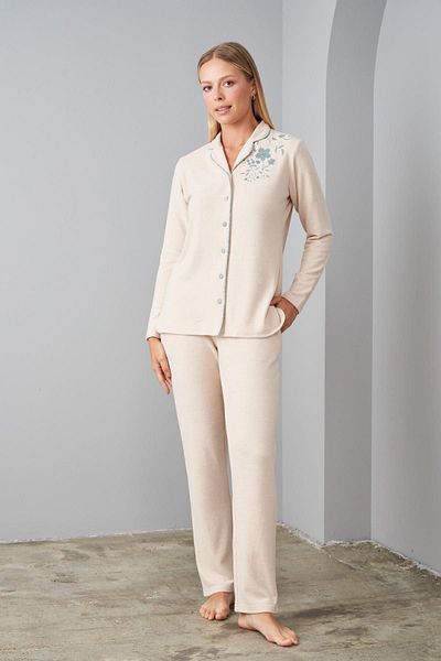 PJS 24566 Women's Buttoned Soft Pajama Set