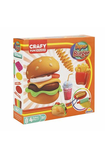 Sunman Super Burger Crafy Play Dough Set - 200g, 12 Pieces