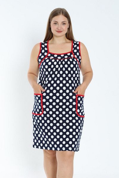 İntensive Γυναικείο βαμβακερό φόρεμα Navy Blue πουά με λεπτομέρεια και τσέπες