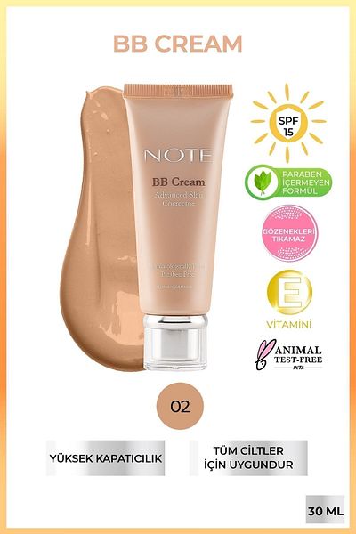 NOTE Spf 15 Moisturizing Bb Cream - Intensive Coverage, Medium Dark 02