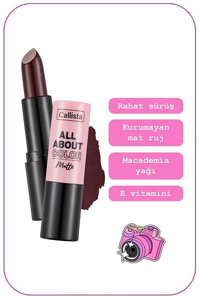 Callista All About Color Matte Lipstick Nemlendirici Mat Ruj - 510 Midnight Mulberry - Bordo