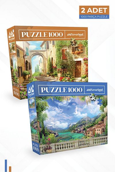 Neverland 2 PIECES 1000 PIECES PUZZLE - OLD STREET and COAST LANDSCAPE