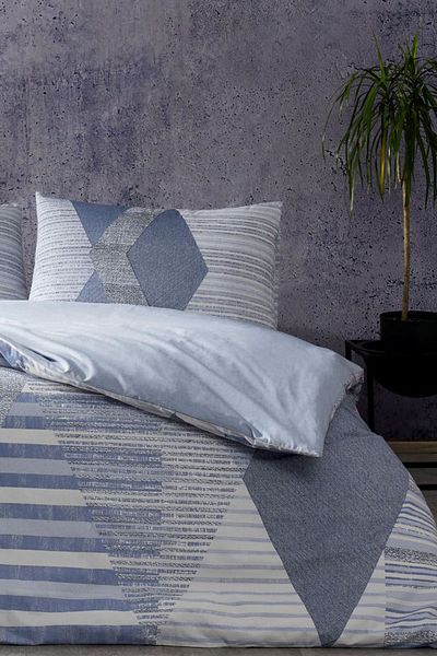 Taç Lucas Blue - Set de lenjerie de pat dublu la modă pentru tineret Ranforce