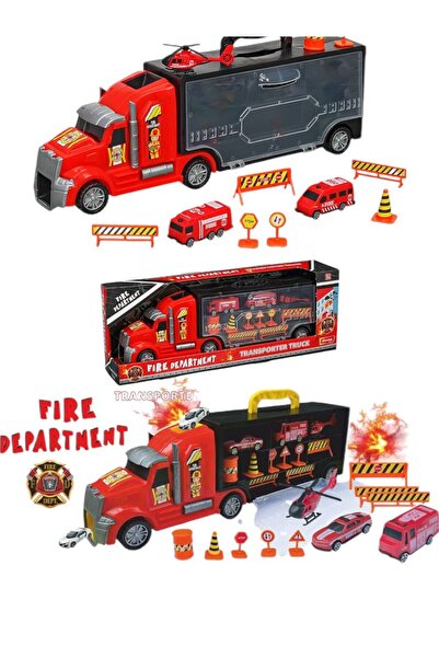 BYCEGU 48752 TAŞIMA ÇANTALI İTFAİYE ARAÇLARI OYUNCAK TAŞIYICI TIR OYUNCAK KAM...