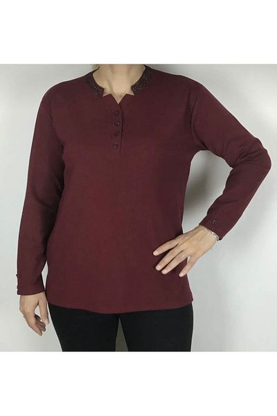 ECE GİYİM Μπλούζα Mother Sport με λεπτομέρεια από πέτρα και κουμπιά
