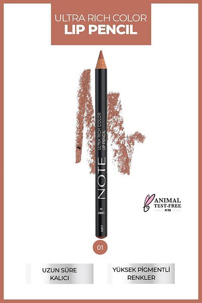NOTE Ultra Rich Color Lip Pencil Lip Liner 01 Sandy - Nude