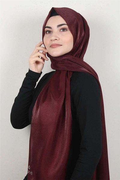 PİRAMİT Burgundy Amber Glitter Shawl - 4000-46 Model