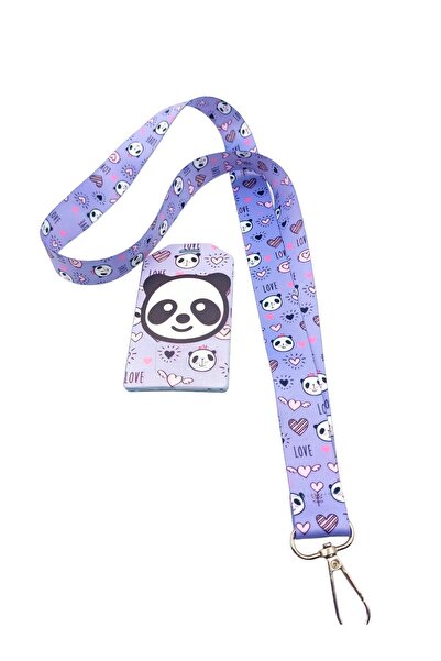 CİCCİBİCCİSHOP Lila Panda Boyun Askı Ipi Ve Kart Tutucu