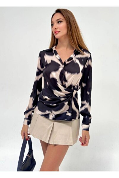 STEPS Desenli Saten Bluz