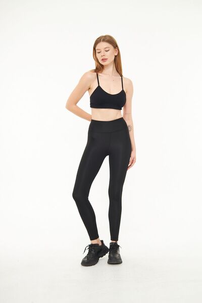 EMFURE Siyah Kadın Spor Tayt Sıkılaştırıcı Toparlayıcı Yüksek Bel Tam Boy Spor Tayt Leggings Fitness