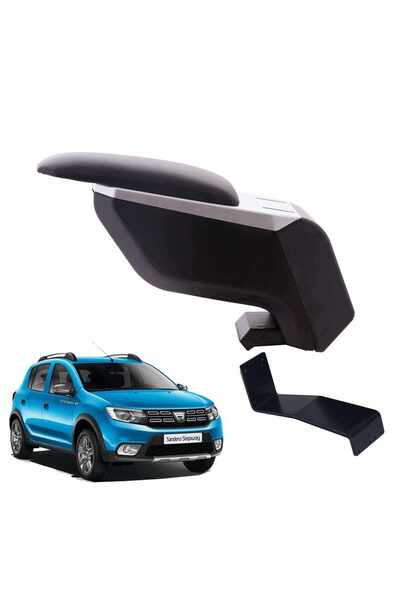 3 Tıkla Dacia Sandero Stepway 2017 Delmesiz Çelik Ayaklı Siyah Kolçak Kol Dayama