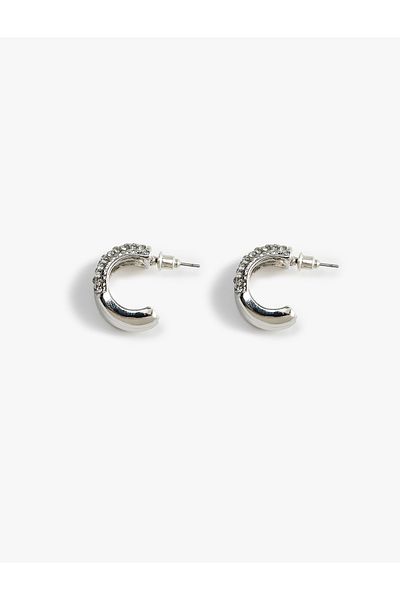 Koton Two Rows Stone Detailed Hoop Earrings