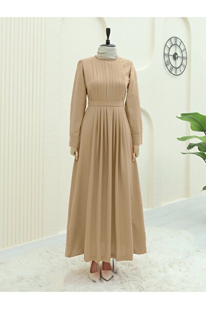 HİJABAYA Φόρεμα με λαιμόκοψη και φύλλο με πλισέ μέχρι το πάτωμα