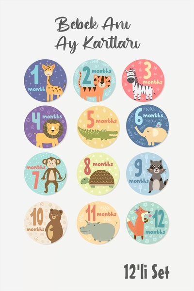 neşeli günlerim Card de memorie pentru ședințe foto lunare pentru bebeluși (Animalsbaby)