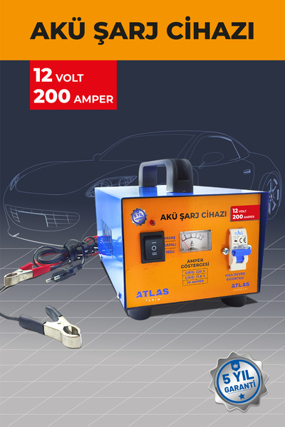 Atlas AKÜ ŞARJ CİHAZI 12 VOLT 200 AMPER 5 YIL GARANTİ