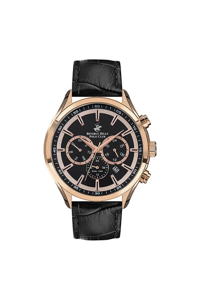 Beverly Hills Polo Club Bp3112X.451 Men's Wrist Watch – Black Leather Band, Multifunction Quartz Me