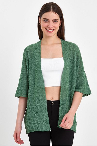 odelon Water Green Casual Spring Bat Sleeve Women's Knitwear Cardigan