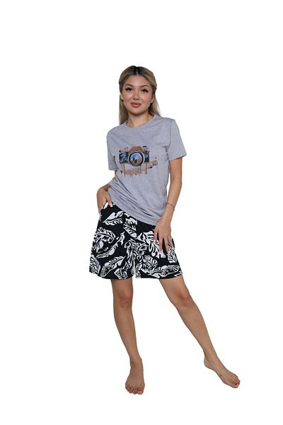 Akbeniz Set de pijamale pentru femei cu mâneci scurte - 3626