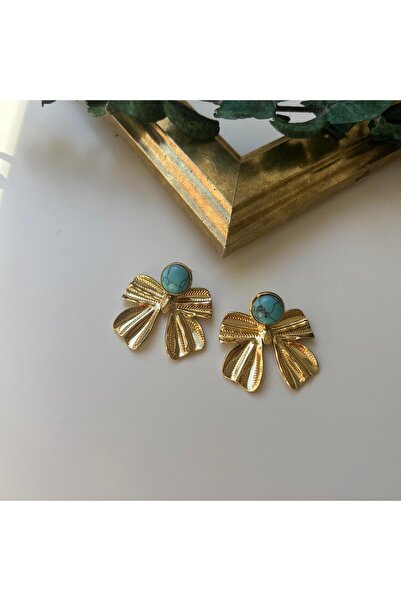 Alice İsstanbul Çelik Firuze Taşlı Fiyonk Küpe