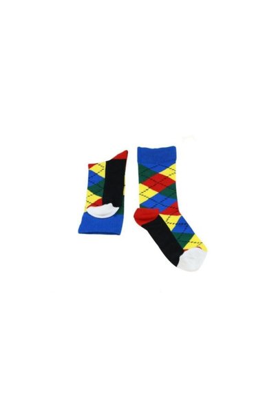 FOURSOLOS Unisex Yellow Red Plaid Pairs Blue and Colorful Checked 4 Pair Sock Set 36-41