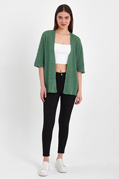 odelon Cardigan de damă cu mânecă liliac de primăvară, verde apă