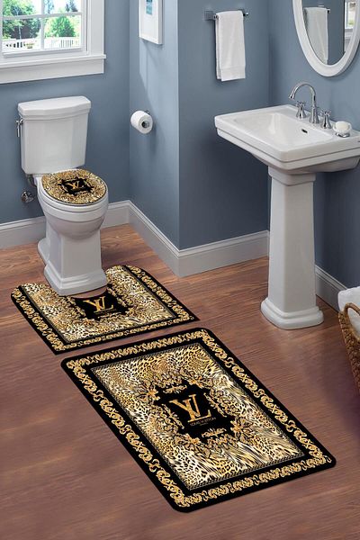 Doruklar Home Collection Set de 3 scaune de toaletă antiderapante, lavabile, cu modele decorative - set de covorașe de baie