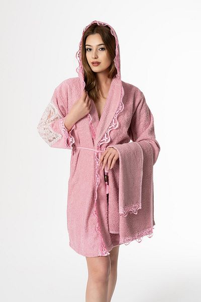 Ender Home Σετ μπουρνούζι Lena Bride 5 τεμαχίων Δαντελένιο Σετ προίκας