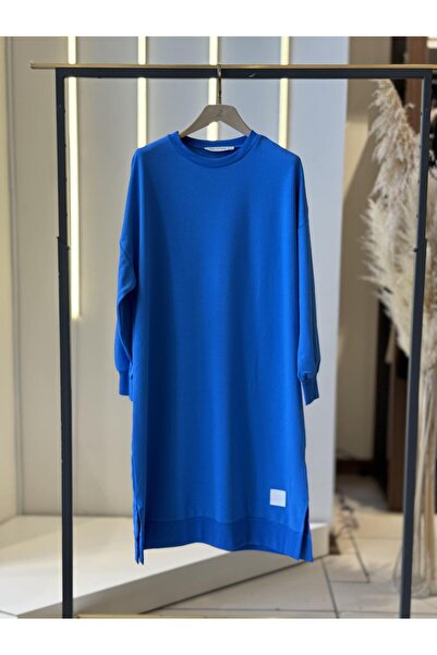 Puane Blue Long Straight Sweatshirt - 30645