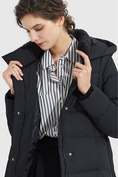 Toridas Lange Puffermantel für Damen – Faserfutter und seitliches Reißverschlussdetail