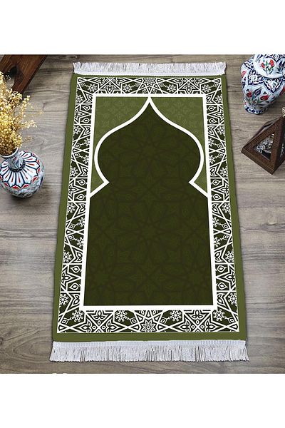Doruklar Home Collection Digital Printing Non-Slip Base Washable Tufted Prayer Rug