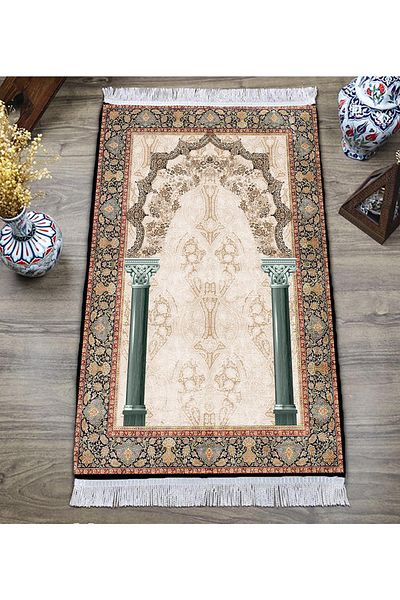 Doruklar Home Collection Digital Printing Non-Slip Base Washable Tufted Prayer Rug