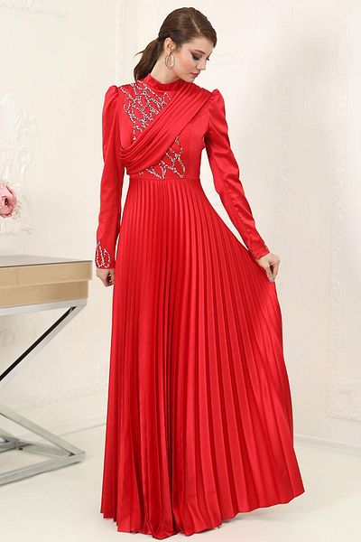 Modaviki Sn72 Model Orchid Red Evening Dress