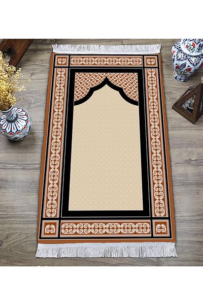 Doruklar Home Collection Digital Printing Non-Slip Base Washable Tufted Prayer Rug