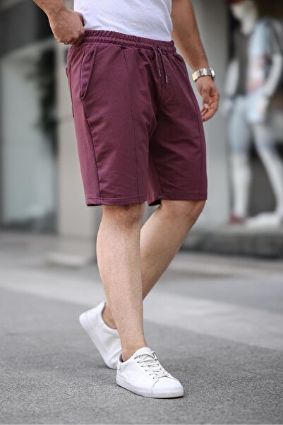 Miron Ön Orta Dikişli Erkek Şort-Mürdüm