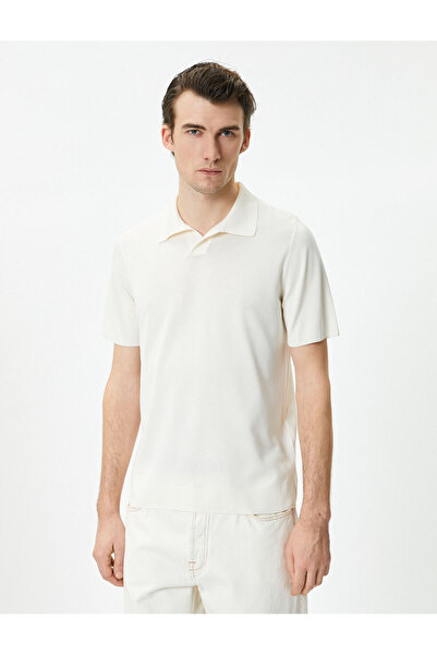 Koton Polo Yaka İnce Triko Tişört Slim Fit Kısa Kollu Kırçıllı