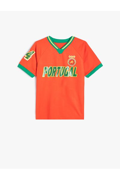 Koton Portugália nyomott V-nyakú, rövid ujjú sportpóló