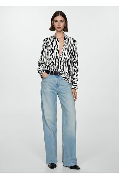 MANGO Woman Patterned Draped Shirt