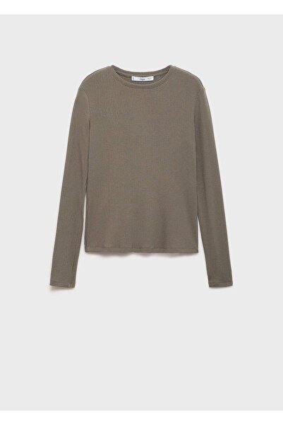 MANGO Woman Πλεκτό μπλουζάκι με ραβδώσεις