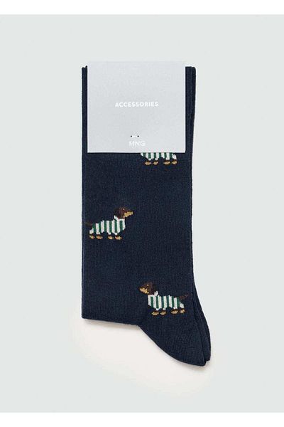 MANGO Man Baumwollsocken mit Hundestickerei